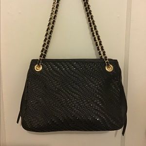 glittered black handbag